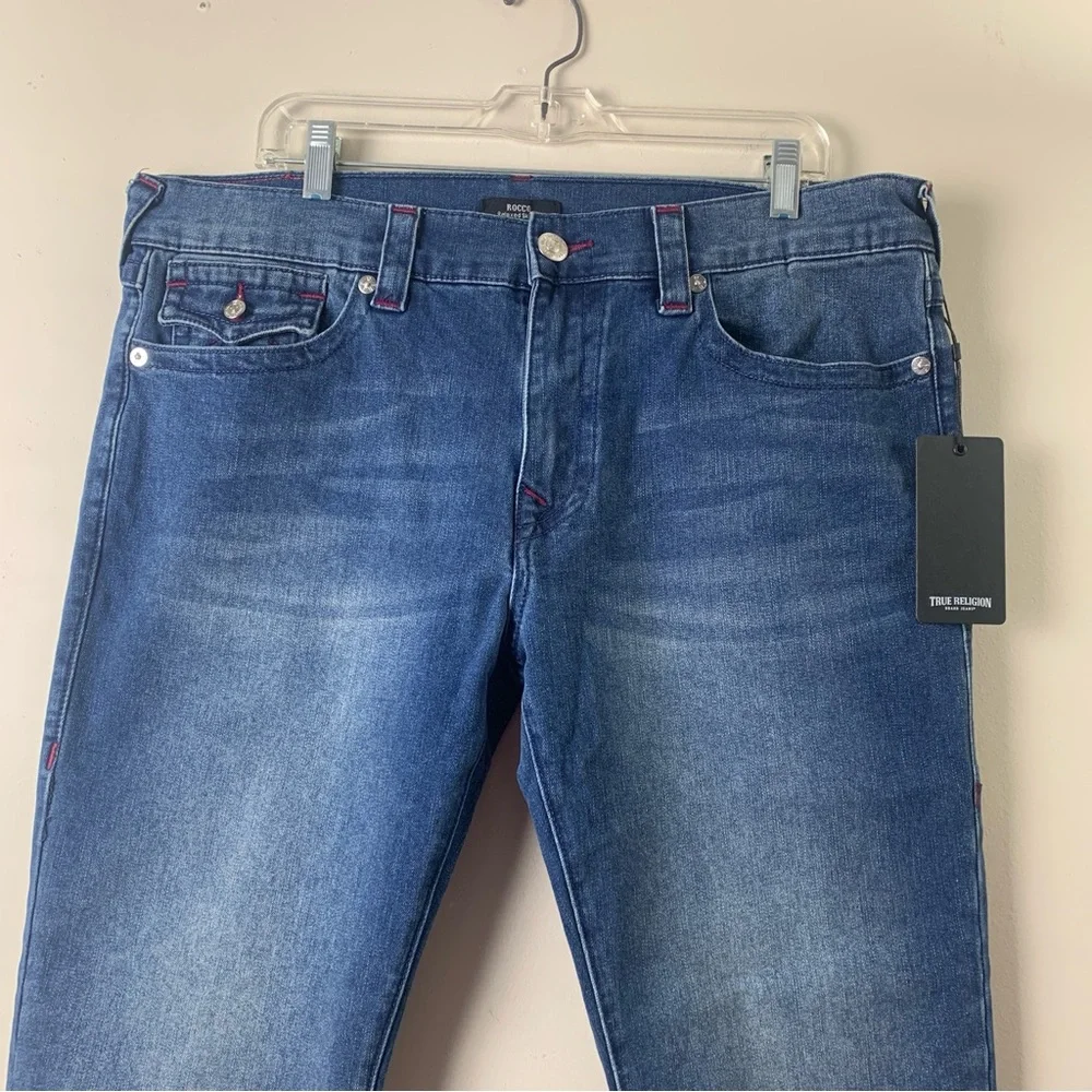 True Religion Rocco SN Flap Relaxed Skinny Men’s Jeans 36 Medium Tidal Wash